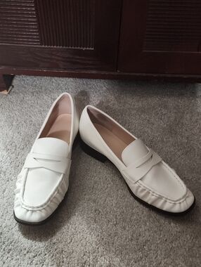 J. Crew White Leather Penny Loafers
